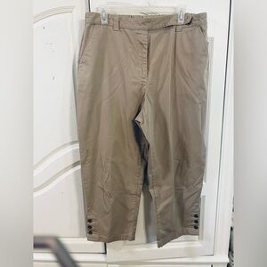 Lands' End Ladies Tan Stretch Chino Pants with Ankle Button Detail